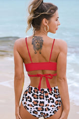 Leopard Cross High-Waisted Bikini Areous