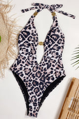 Leopard Hollow One-Piece Swimsuit Areous