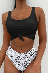 Leopard Print Twisted High Waist Bikini Areous