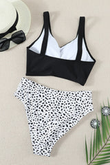 Leopard Print Twisted High Waist Bikini Areous