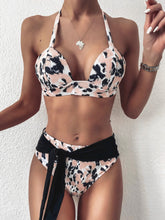 Leopard Two Piece Halter Swimwear Areous