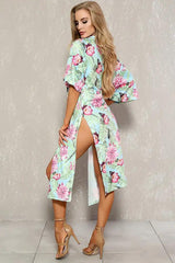 Light Blue Floral Print Two Piece Swimsuit Set Areous