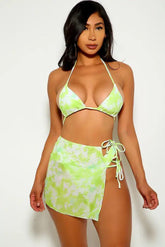 Lime White Two Tone Three Piece Swimsuit Areous