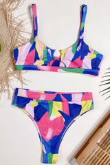 Metal Ring Print High Waist Bikini Areous