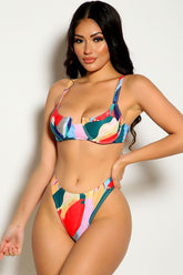 Multi Graphic Print Two Piece Swimsuit Areous