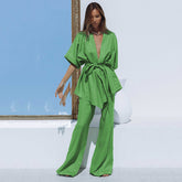 Cotton linen short-sleeved two-piece suit