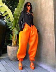 Elastic low waist casual bomb pants