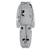 Hollow petal cutout hooded loose casual chandal