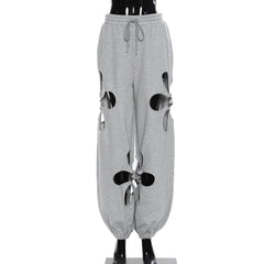 Hollow petal cutout hooded loose casual chandal