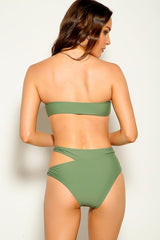 Olive O-Ring Strapless Two Piece Swimsuit Areous