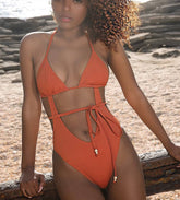 One-Piece Cut Out Halter Swimwear Areous