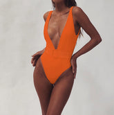One-Piece Deep-V Swimwear with Belt Areous