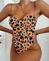 One Piece Straps Ruched Leopard Swimwear Areous