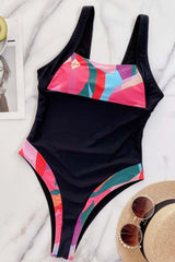 Patchwork Black Swimsuit Areous