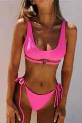 Pink Heart Ring Cheeky Two Piece Swimsuit Bikini Areous
