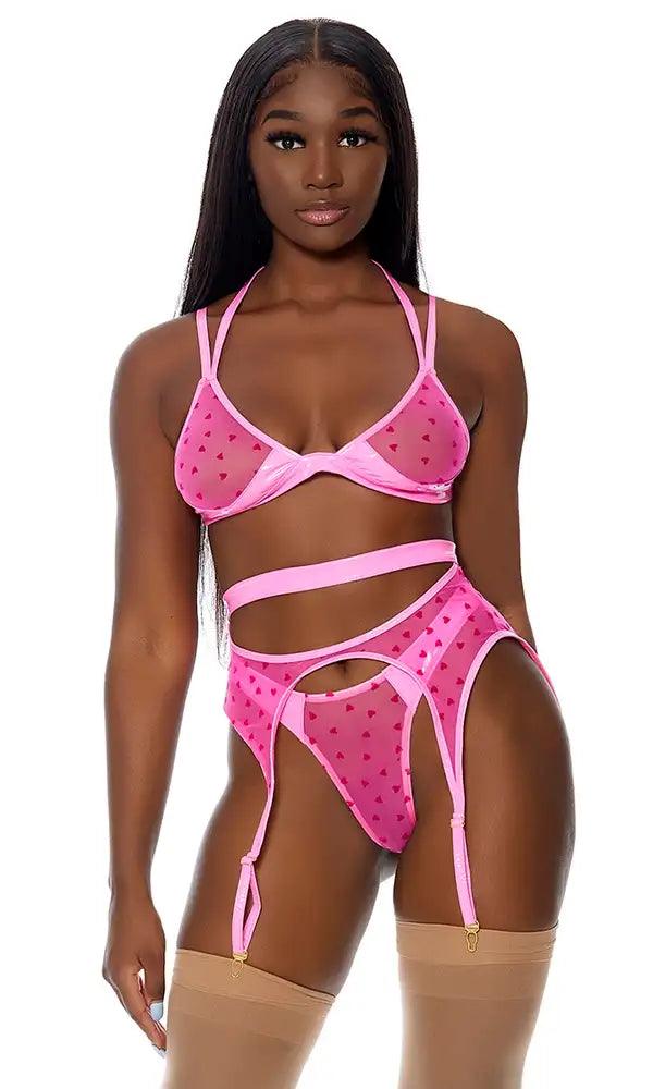 Pink Wild At Heart Lingerie Set Areous