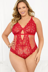 Plus Size Fishnet Panel Teddy Areous