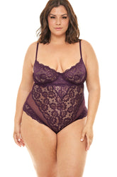 Plus Size Unlined Underwire Lace Teddy Areous
