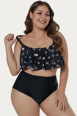 Print Hammock Flounce Bikini Set Areous