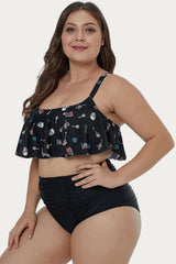 Print Hammock Flounce Bikini Set Areous