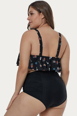 Print Hammock Flounce Bikini Set Areous