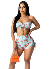 Print Strings Bikini Bra and Shorts Set Areous