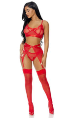 Red Kiss of Gold Lingerie Set Areous