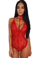 Red Lace Bodysuit Imitates Areous
