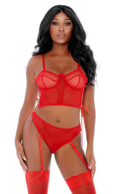 Red Ring Me Up Bustier Set Areous