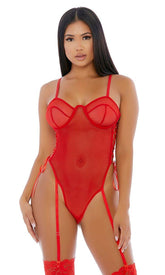 Red Ring Me Up Bustier Set Areous