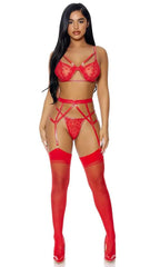 Red Take To Heart Lingerie Set Areous