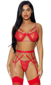 Red Take To Heart Lingerie Set Areous