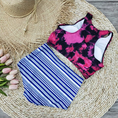 Retro High Waist Floral Vest Bikini Set Areous