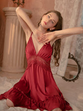 Satin Lace Slip Dress Areous