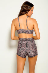 Snake Print Padded Two Piece Swimsuit Areous