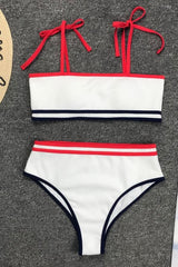 Split Stitching High Waist Bikini Areous