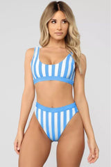Striped Tank High Waist Bikini Areous