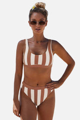 Striped Tank High Waist Bikini Areous
