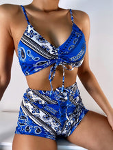 Two Piece Print Retro Strings High Waist Strap Swimwear Areous