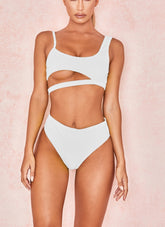 Two Piece Solid Color Swimwear Areous