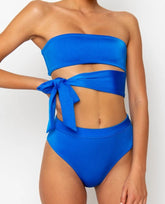 Two Piece Strapless Solid Swimwear Areous