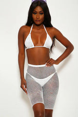 White Sparkle Rhinestone Two Piece Swimsuit Areous
