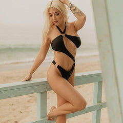 Wraparound Halterneck One-Piece Swimsuit Areous