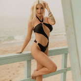 Wraparound Halterneck One-Piece Swimsuit Areous