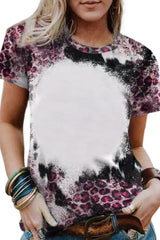Pink Leopard Dyed Print Bleached Blank Tee