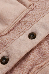 Pink Suede Sherpa Patchwork Buttoned Loose Jacket