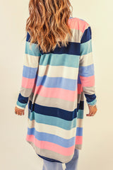 Print Colorblock Long Cardigan
