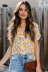 Printed Button Front Top