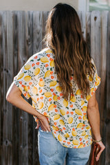 Printed Button Front Top