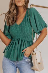 Puff Sleeve Smocked Top